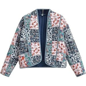 Quilted boho kimono blue pink